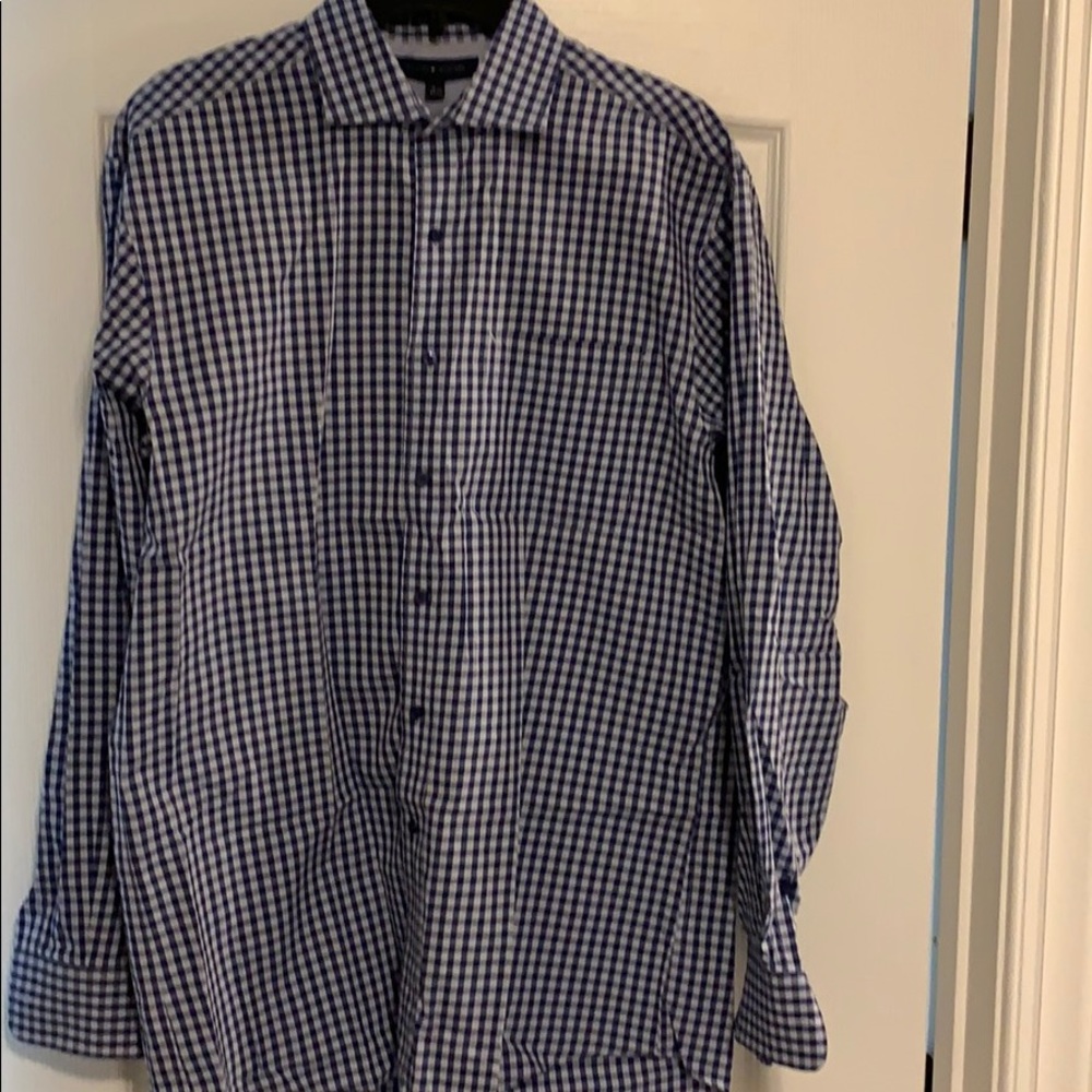 Blue plaid men’s Tommy Hilfiger Dress Shirt.